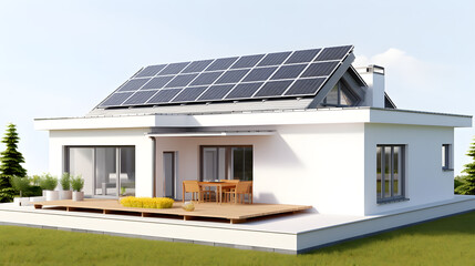 solar panels in front of house