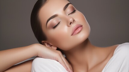 Naklejka premium Shot of a beautiful young woman enjoying face massage at the beauty salon.