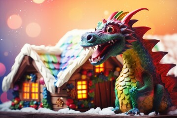 Fototapeta premium dragon on the roof of chinese temple. The Chinese dragon is the symbol of the year 2024 according to the horoscope . New Year 