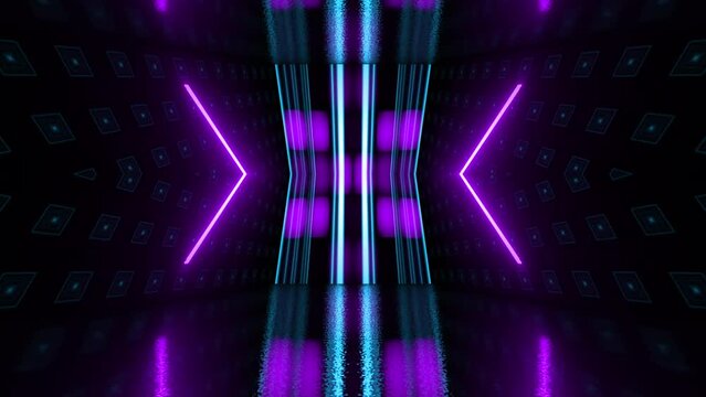 4K neon futuristic concert stage wall loop background