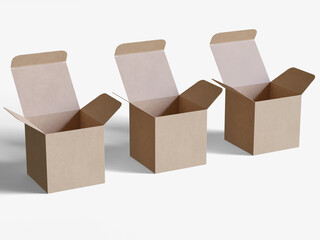 Square box packaging white background cardboard paper with realistic texture