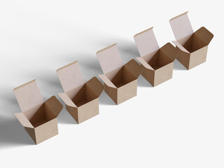 Square box packaging white background cardboard paper with realistic texture