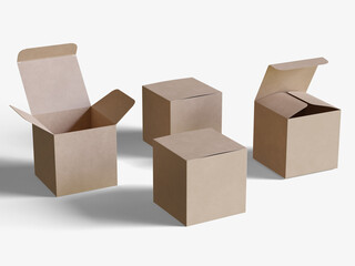 Square box packaging white background cardboard paper with realistic texture