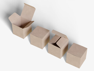Square box packaging white background cardboard paper with realistic texture