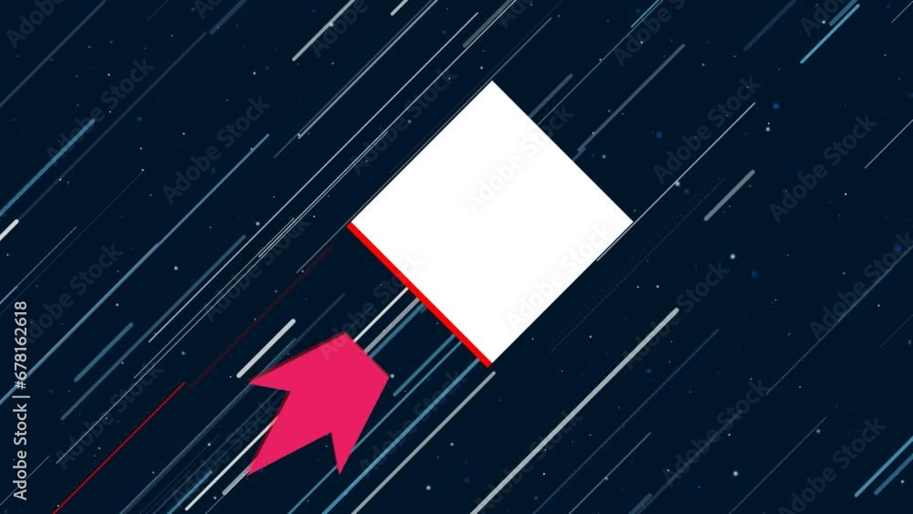 Poster rectangle flies through the universe on a jet propulsion. the symbol in the center is shaking due to