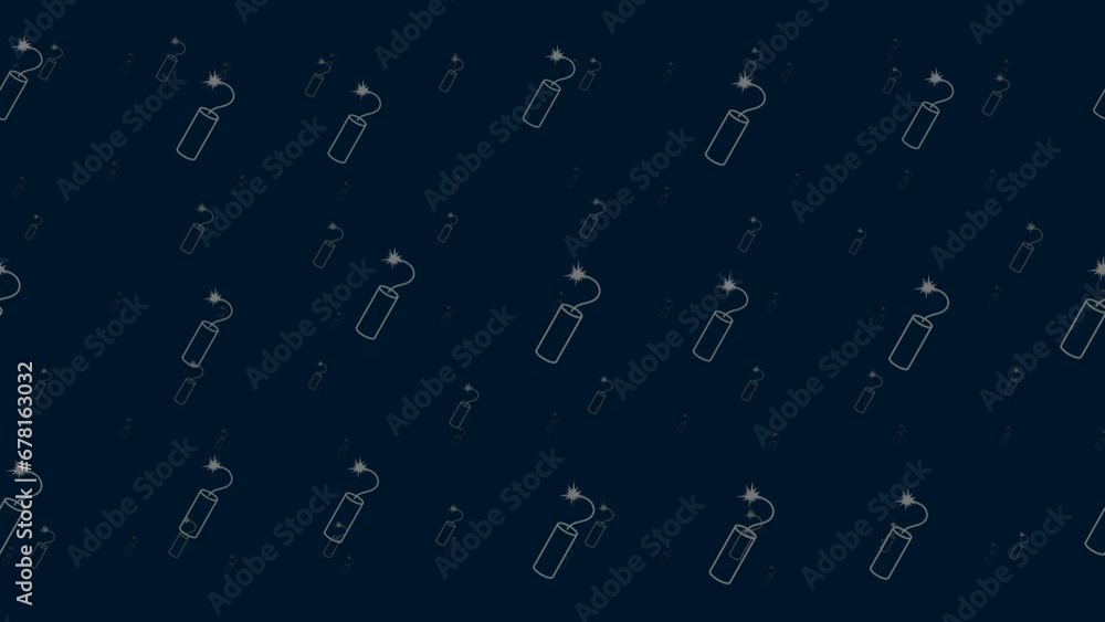 Poster dynamite symbols float horizontally from left to right. parallax fly effect. floating symbols are lo