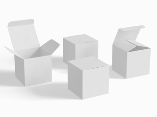 Square box packaging white color and background cardboard paper with realistic texture