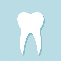 Tooth contour icon white. Vector illustration of a logo for dentistry.