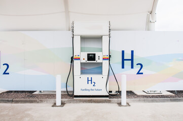 Pump at a hydrogen fuel filling station in the UK.