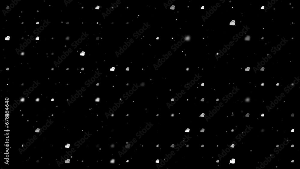 Poster template animation of evenly spaced boxing gloves symbols of different sizes and opacity. animation 