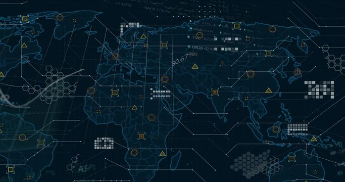 Animation of data processing over world map