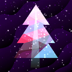 abstract christmas tree with stars