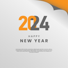 Happy New Year 2024, with paper flip background effect. Vector Illustration