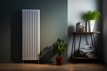 Modern style designer radiator in an industrial loft interior 