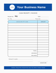 Fototapeta na wymiar Cash Receipt Design Template, NCR Book Vector Template, Bill Book, Cash Memo Bill, Computerized Bill Print Ready File Format.