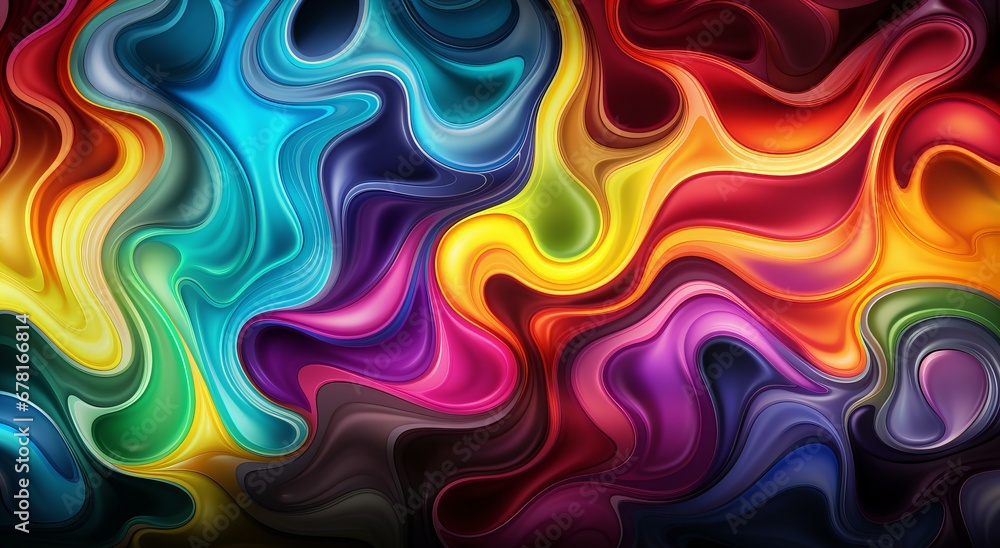 Aufkleber vivid waves of color flowing in harmonious motion: an abstract symphony of design and hue