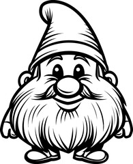 Cute happy dwarf silhouette icon in black color. Vector template.