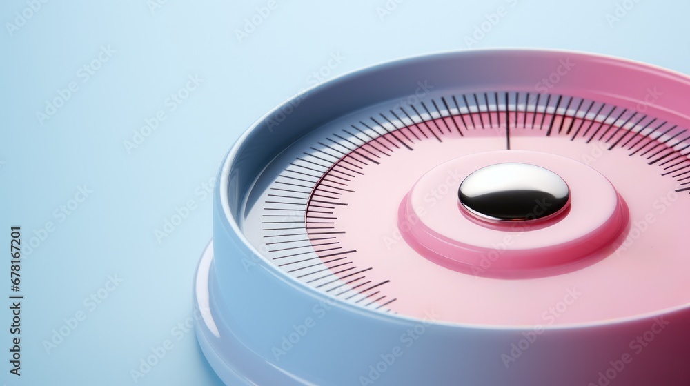 Aufkleber a close-up of a thermostat dial in soft pastel pinks and blues background with empty space for text