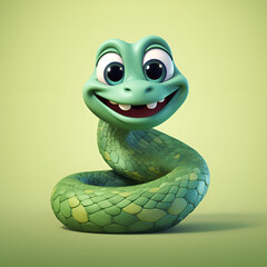 Fototapeta premium Schlange Grün Lächeln Cartoon Snake Green Smile Cartoon