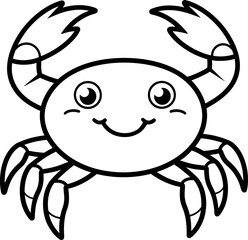 Cute crab silhouette in black color. Vector template.