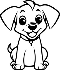 Cute little dog silhouette icon in black color. Vector template.