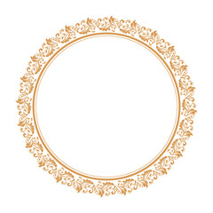 Decorative frame Elegant vector element for design in Eastern style, place for text. Floral golden and white border. Lace illustration for invitations and greeting cards.