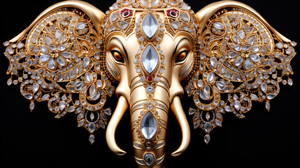 Thai wall decor featuring golden elephant head