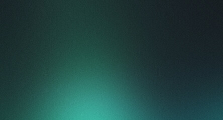 Obraz premium dark green teal , grainy noise grungy empty space , spray texture color gradient shine bright light and glow rough abstract retro vibe background template