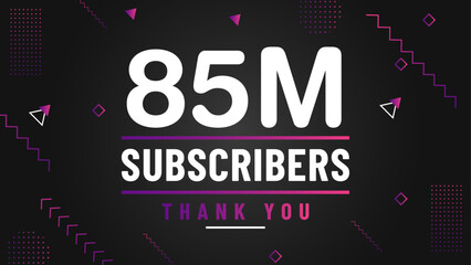 Thank you 85 million subscriber congratulation template banner. 85 million celebration subscribers template for social media