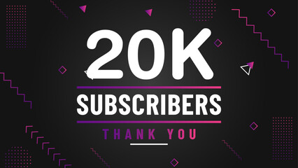 Thank you 20k subscriber congratulation template banner. 20k celebration subscribers template for social media