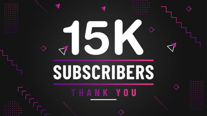 Thank you 15k subscriber congratulation template banner. 15k celebration subscribers template for social media
