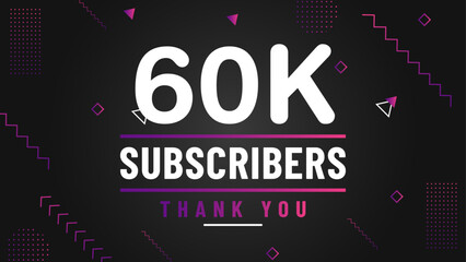 Thank you 60k subscriber congratulation template banner. 60k celebration subscribers template for social media