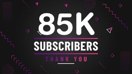 Thank you 85k subscriber congratulation template banner. 85k celebration subscribers template for social media