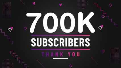 Fototapeta na wymiar Thank you 700k subscriber congratulation template banner. 700k celebration subscribers template for social media