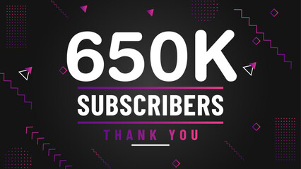 Thank you 650k subscriber congratulation template banner. 650k celebration subscribers template for social media