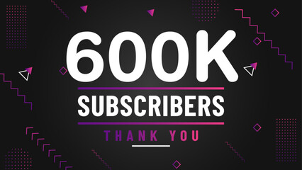 Thank you 600k subscriber congratulation template banner. 600k celebration subscribers template for social media