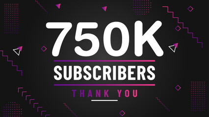 Thank you 750k subscriber congratulation template banner. 750k celebration subscribers template for social media