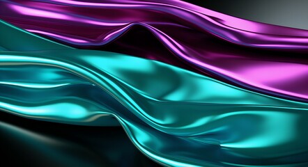 Vibrant Metallic Waves Flowing in Harmony, Pink and Blue Shimmering Abstract Artistic Background
