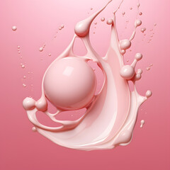 Pink cream swirl with bubbles floating