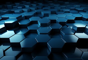 Endless Sea of Hexagons Creating a Monochromatic Landscape in Shades of Reflective Blue