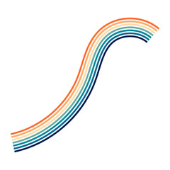 Retro 70s geometric and  vintage rainbow color lines 