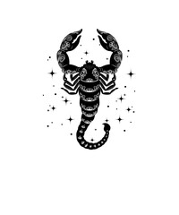 Scorpio black and white illustration
