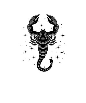 Scorpio black and white illustration
