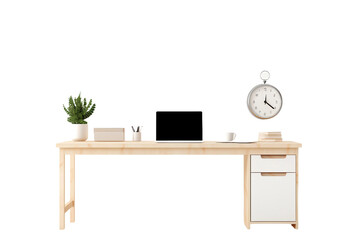Wooden Desk on Transparent Background, PNG, Generative Ai