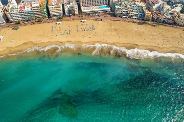 Crédence de cuisine en verre imprimé les îles Canaries Playa de Las Canteras beach in Las Palmas town, Gran Canaria, Spain.
