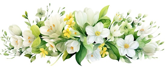 In her white and green watercolor design the artist beautifully depicted a happy floral arrangement which she isolated on the card creating an artful gift for Easter inspired by the vibrant 