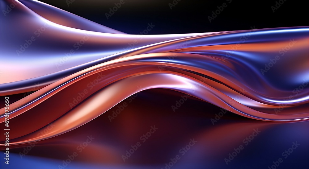 Poster abstract fluidity in motion - a harmonious blend of colorful waves and reflections