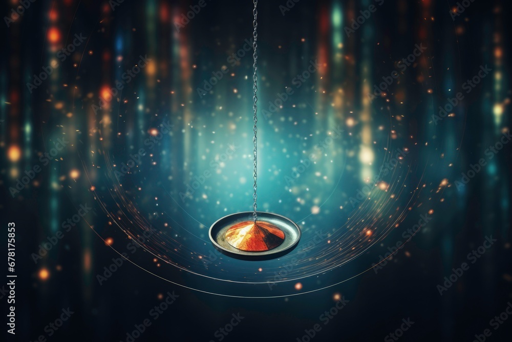 Poster hypnotherapy pendulum in motion hypnotic background with empty space for text