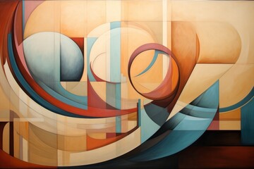Harmonious Blend of Organic and Geometric Shapes in Abstract Composition.