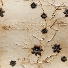 Naklejka premium Seamless vintage leather flowers decoration background, ai design